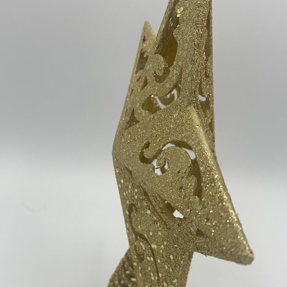 Kurt Adler Unlit Gold Glittered 5-Point Star Christmas Treetop, 8" - Picture 7 of 8